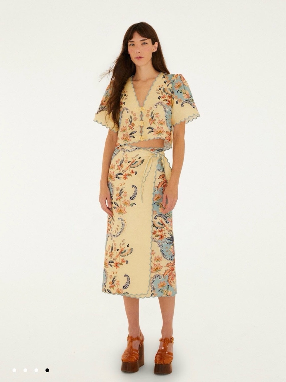 FARM Rio 100% Linen Boho Beauty Butter Skirt and Top Set - Stunning Print 💛🦋